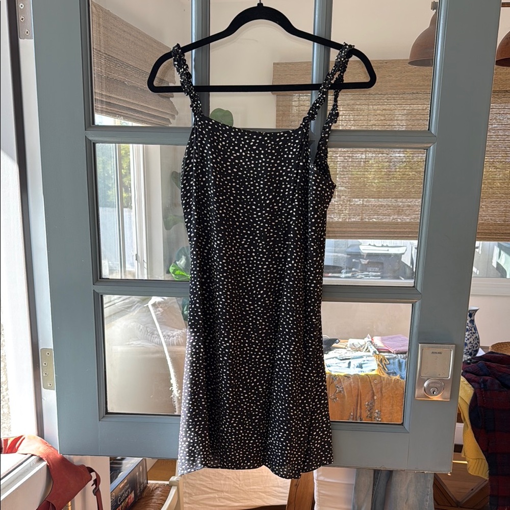 Black Mini Slip Dress with Spaghetti Straps for Night Out